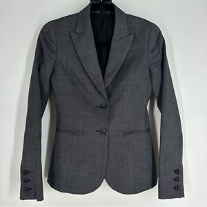 THEORY Women’s Charcoal Gray Wool Pin Dot Blazer Sz 00